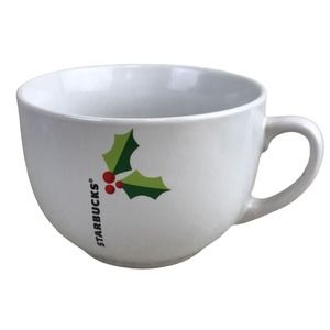 Starbucks Holly Berry Mug Holiday 2011 Oversized Large Bowl Cup 21.9oz White‎
